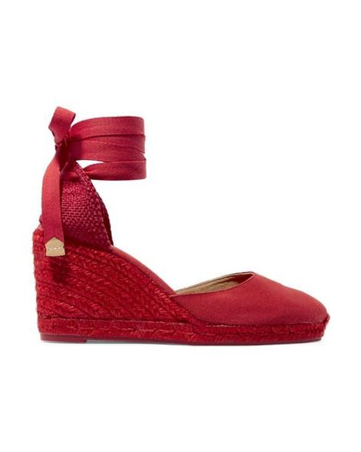 Castañer Carina 80 Canvas Wedge Espadrilles in Red | Lyst