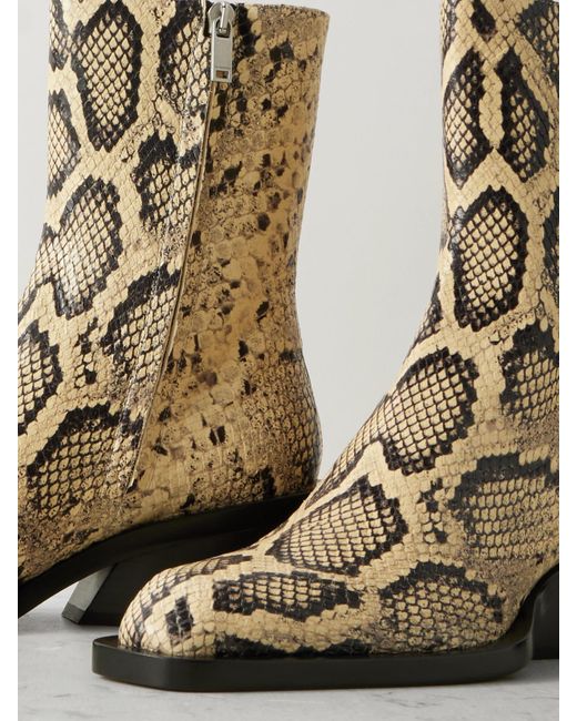 Jil Sander Natural Ankle Boots Aus Leder Mit Schlangeneffekt
