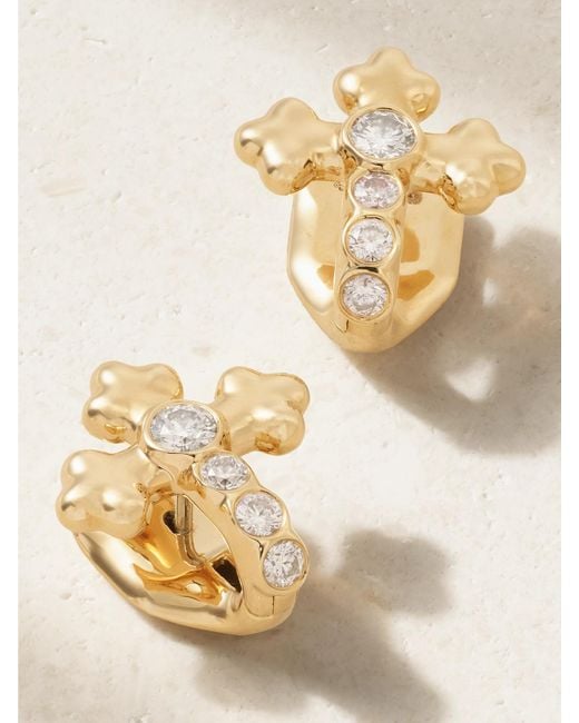 UNIFORM OBJECT Metallic Cross 18-Karat Diamond Earrings