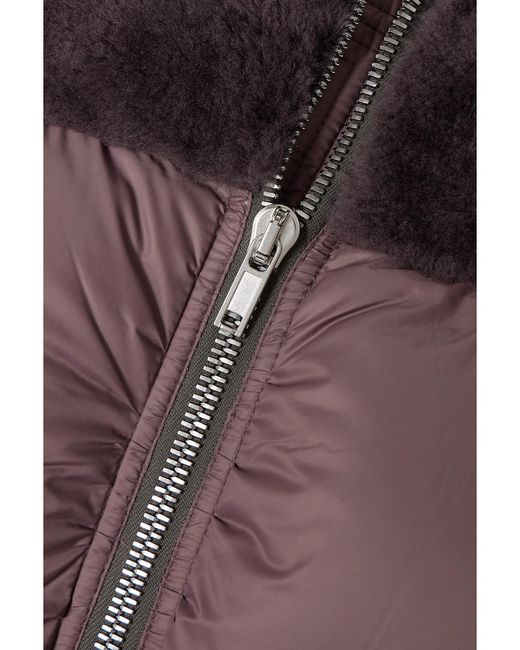 Rick Owens Purple Shearling-Paneled Quilted Shell Down Jacket