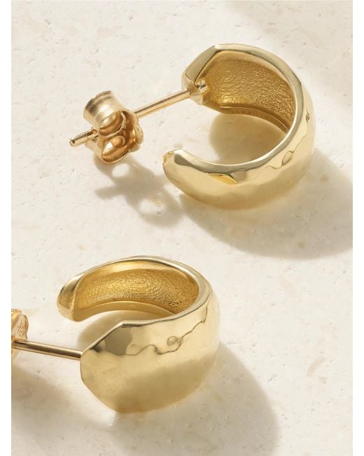 Jennifer Meyer Natural Mini Hammered 18-Karat Hoop Earrings