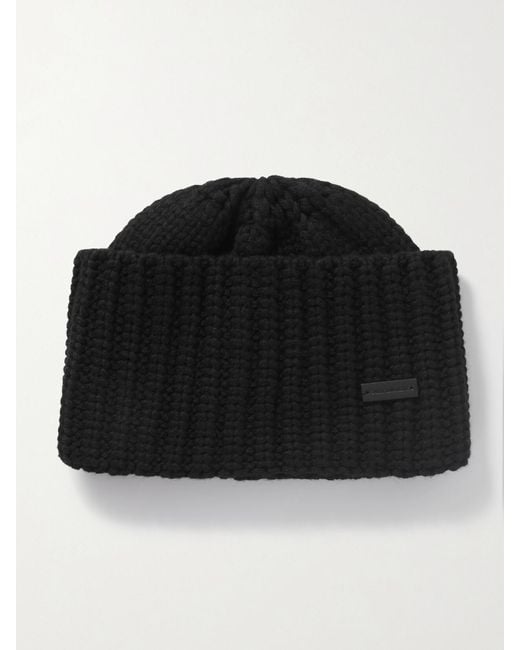Saint Laurent Black Ribbed Cashmere Beanie