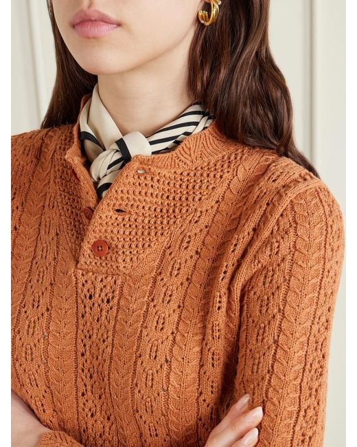 RRL Orange Hannah Crocheted Cotton Sweater