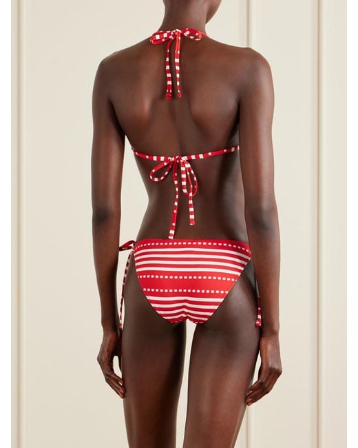 Lemlem Red Malia Striped Triangle Bikini