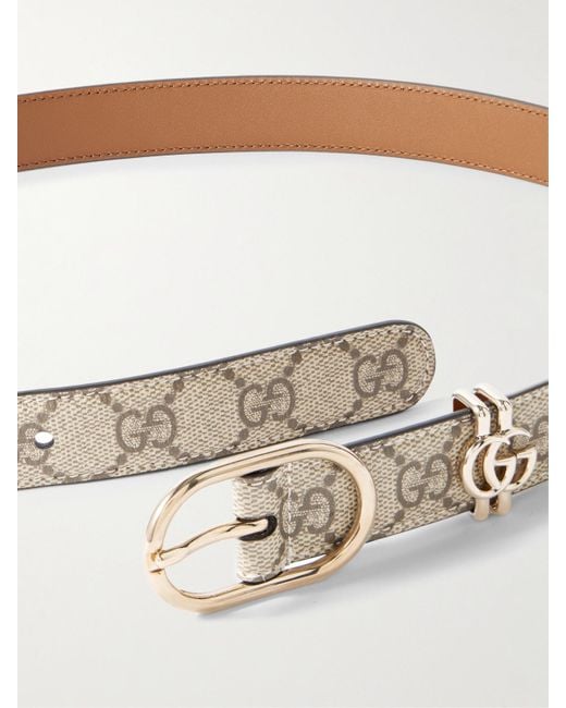 Gucci Natural Printed Coated-Canvas Belt
