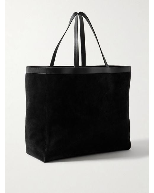 Nili Lotan Black Loren Leather-Trimmed Suede Tote