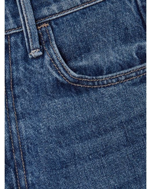 Mother Blue The Half Pipe Bermuda Fray Denim Shorts