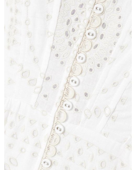 Charo Ruiz White Greba Maxikleid Aus Einer Baumwollmischung Mit Lochstickerei