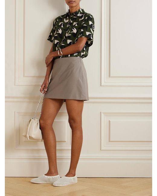 Matteau Gray Wool-Blend Twill Mini Skirt