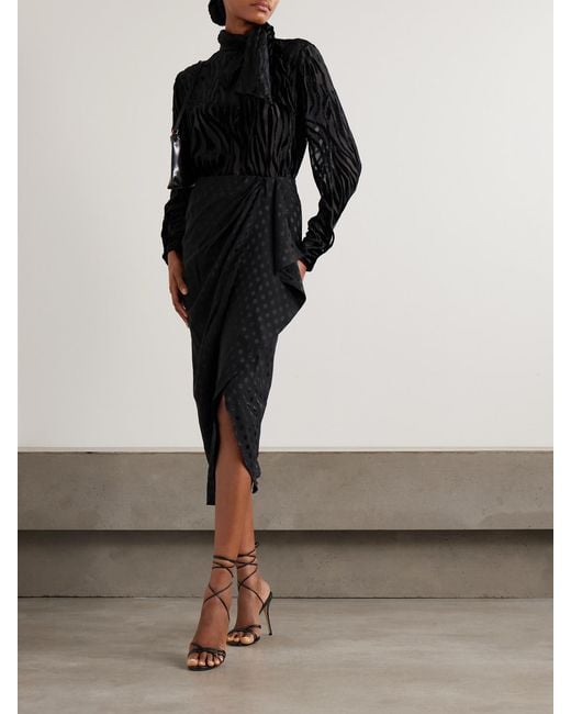 Isabel Marant Black Geona Tie-Neck Devoré-Velvet Blouse
