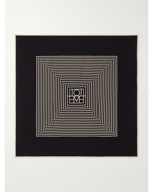 Totême Black Monogram Silk Scarf