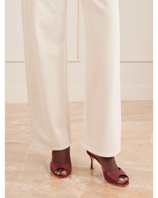 Manolo Blahnik Pink Jada 70 Leather Mules
