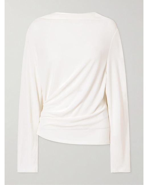 Jacquemus White Croisière Open-Back Draped Jersey Top