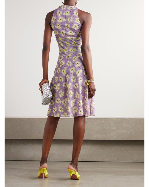 Versace Pink Midikleid Aus Georgette Aus Einer Seidenmischung Mit Blumenprint Und Bindegürtel