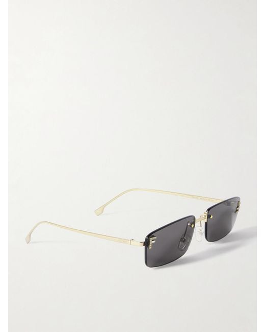 Fendi Metallic Fendi First Goldfarbene Sonnenbrille Mit Rechteckigem Rahmen Und Kristallen