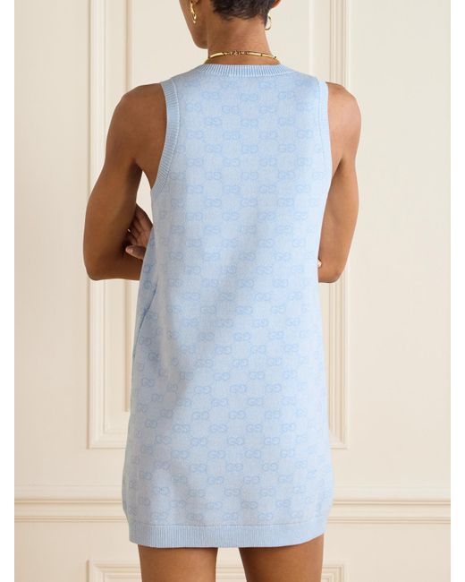 【関税＆送料込み】Gucci Jacquard Knit Mini-Dress GUCCI Metallic jacquard-knit cotton-blend mini dress | NET-A