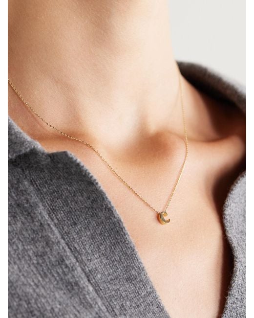 STONE AND STRAND Natural Letterpress Initial 14-Karat Necklace