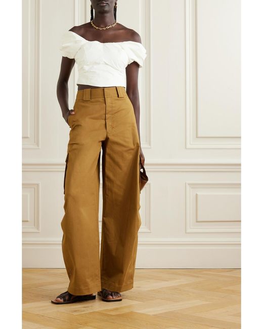 Haut Épaules Nues En Popeline De Coton Mélangé À Fronces Nora A.L.C. en coloris Natural