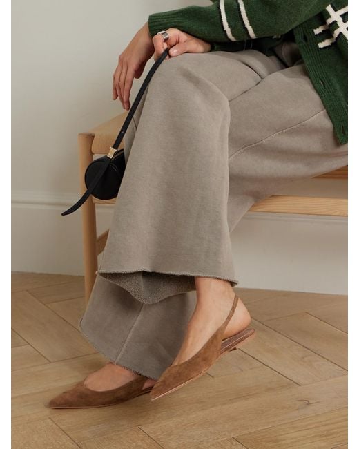Aeyde White Annora Suede Slingback Flats