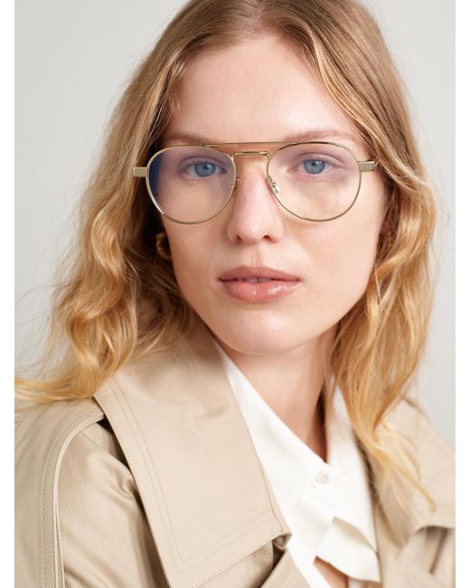 Saint Laurent Natural Aviator-Style-Tone Optical Glasses