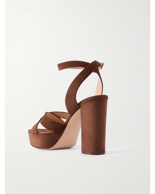 Gianvito Rossi Brown Sabrina 70 Suede Platform Sandals