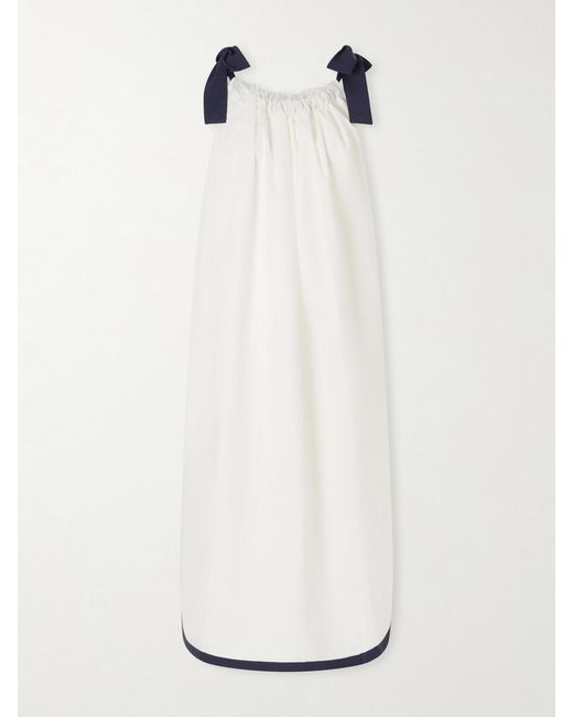 Les Vacances d'Irina White Two-Tone Cotton-Poplin Maxi Dress