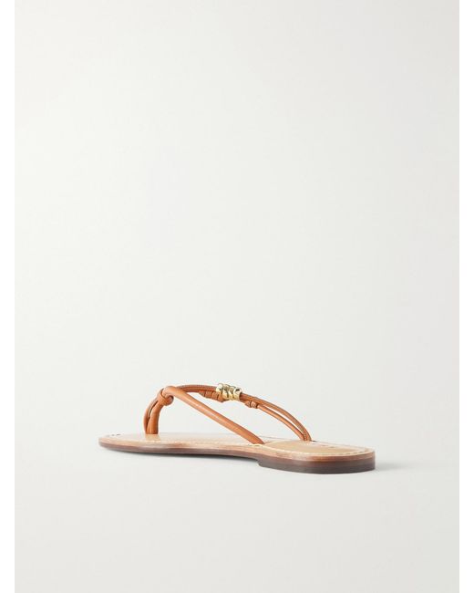 Amanu Brown The Kiwayu Embellished Leather Sandals