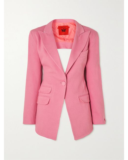 Thebe Magugu Pink Tie-Detailed Open-Back Wool-Twill Blazer