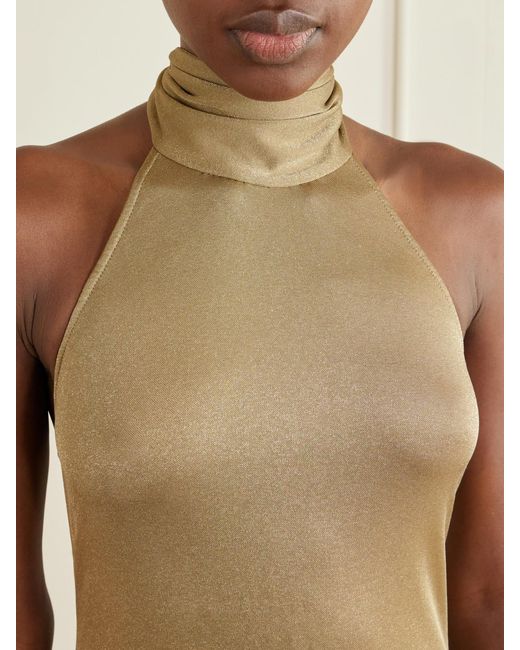 Ralph Lauren Natural Kelsie Metallic Jersey Gown
