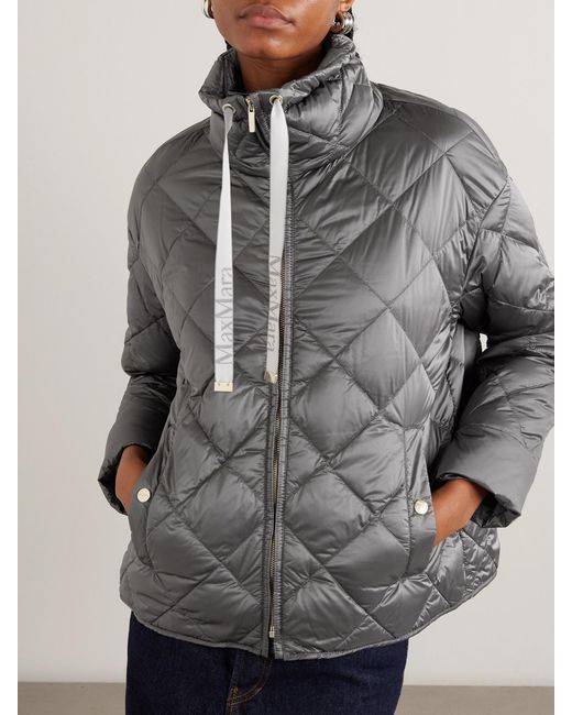 Max Mara Gray The Cube Quilted Padded Shell Down Jacket