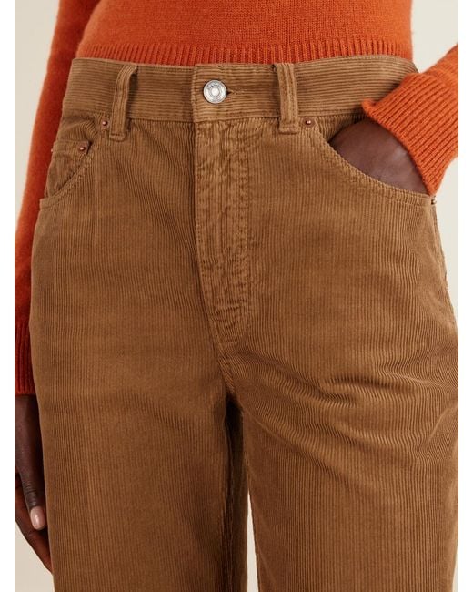 Saint Laurent Brown Cotton-Corduroy High-Rise Flared Pants