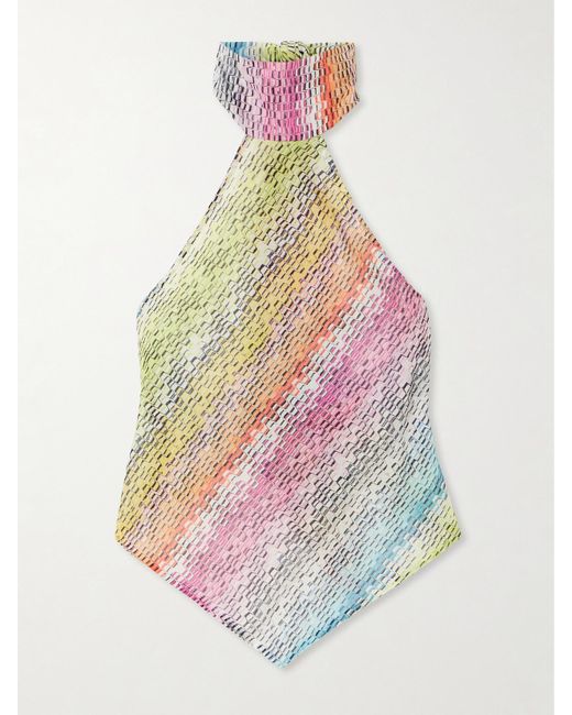 Missoni White Mare Printed Cotton And Silk-Blend Halterneck Top