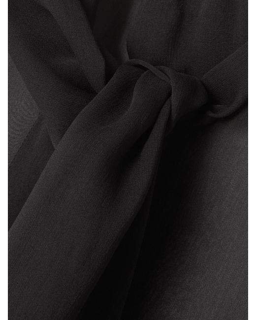 Blouse En Mousseline De Soie À Col Noué Saint Laurent en coloris Black