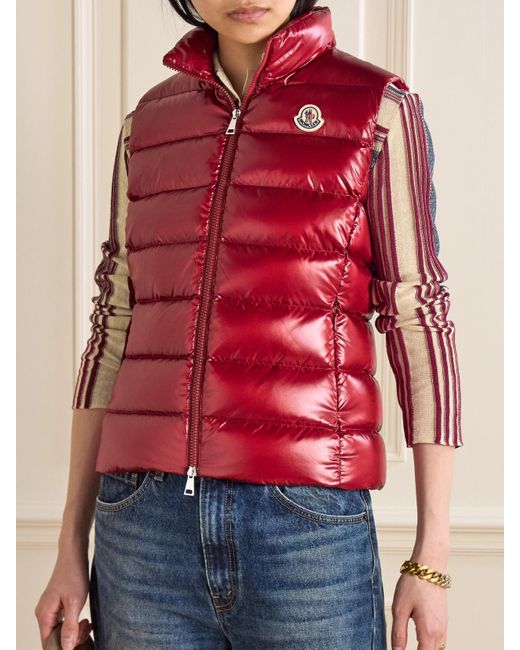 Moncler Red Ghany Daunenweste Aus Gestepptem Shell