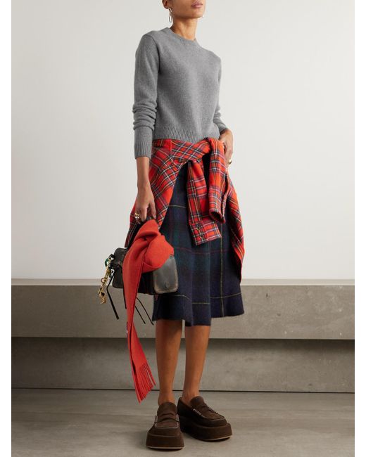 The Elder Statesman Gray Verkürzter Kaschmirpullover