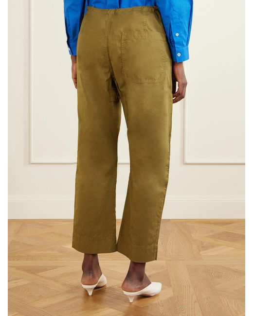 Jamie Haller Green The Rope Tie Cotton Wide-Leg Pants