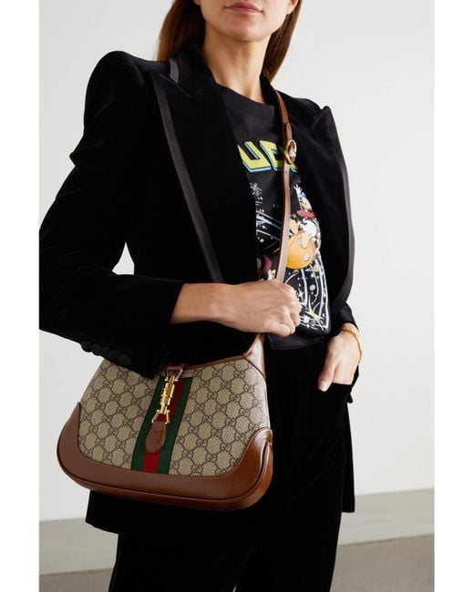 Sac Porté Épaule En Toile Enduite À Ruban Web Et En Cuir Jackie 1961 Small Gucci en coloris Natural