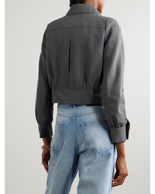 Dries Van Noten Gray Cropped Wool-Blend Jacket