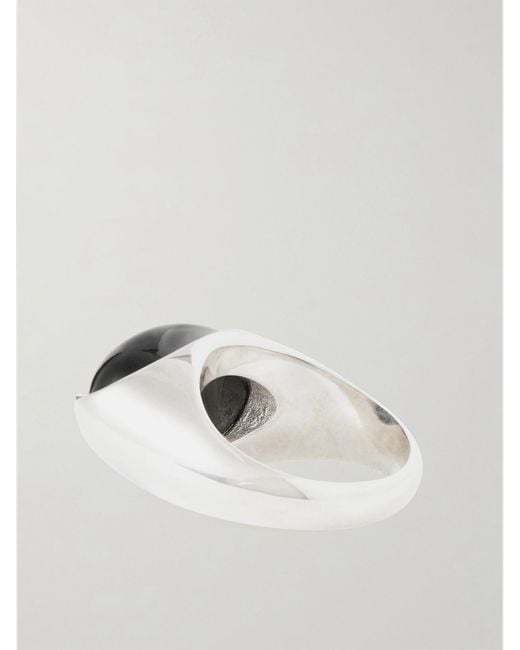 Loren Stewart Black Orb Sterling And Agate Ring