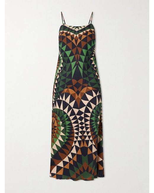 Farm Rio White Heart Deco Satin Maxi Dress