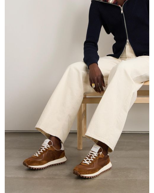 Gianvito Rossi Brown Gravel Suede, Leather And Shell Sneakers