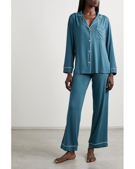 Gisele piped stretch-modal pajama set