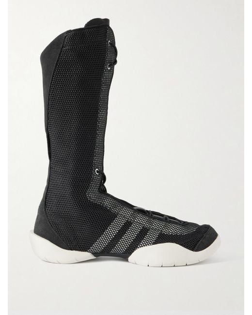 Baskets Montantes En Résille À Finitions En Cuir Et En Daim Regu X Y-3 Adidas Originals en coloris Black