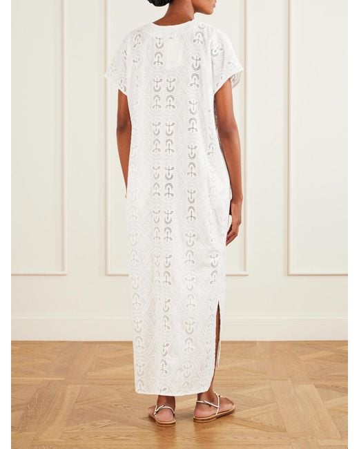 TOVE White Yuna Embroidered Cotton-Blend Midi Dress