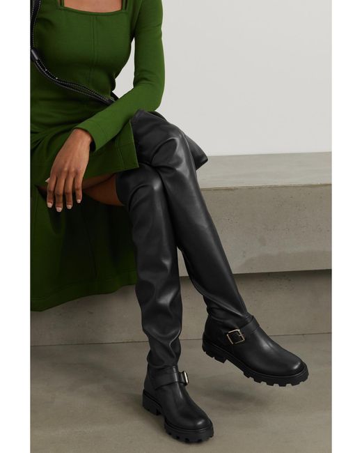 Jimmy Choo Black Biker Ii Leather Over-The-Knee Boots