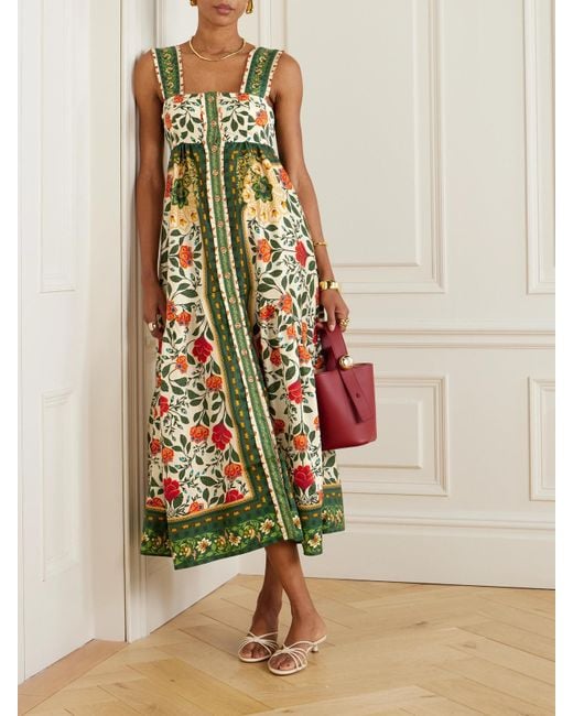 FARM Rio Garden Tapestry Open-Back Floral-Print Cotton-Poplin Maxi Dress in  White | Lyst