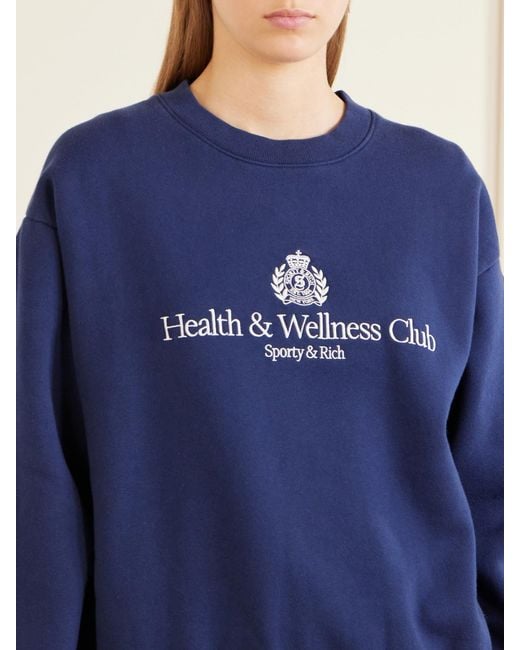 Sporty & Rich Blue Logo-Embroidered Cotton-Jersey Sweatshirt