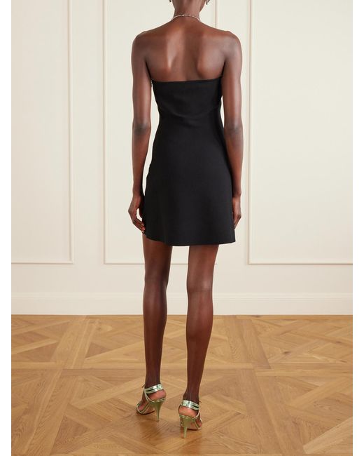 Oscar de la Renta Black Crystal-Embellished Crepe Mini Dress