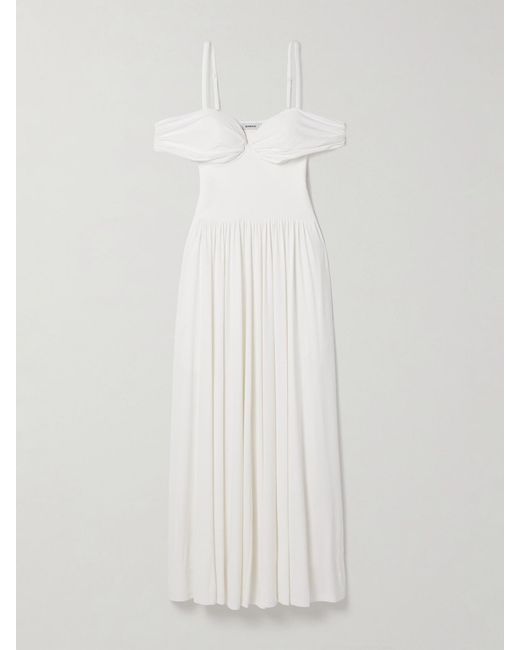 Jonathan Simkhai White Amarantha Cold-Shoulder Pleated Stretch-Jersey And Knit Gown