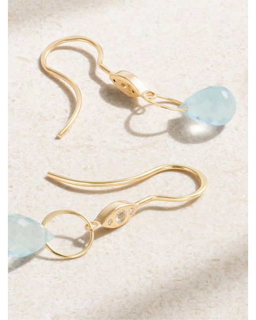 Melissa Joy Manning Natural 14-Karat Recycled, Aquamarine And Diamond Earrings